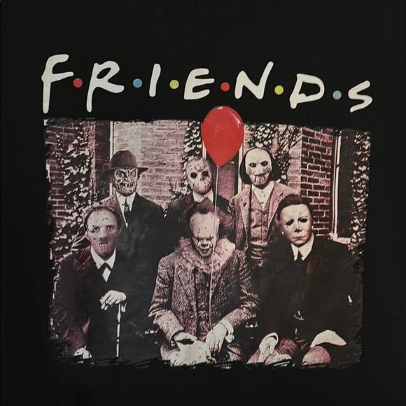 Black FRIENDS Graphic Halloween Villain T-Shirt - Picture 4 of 5